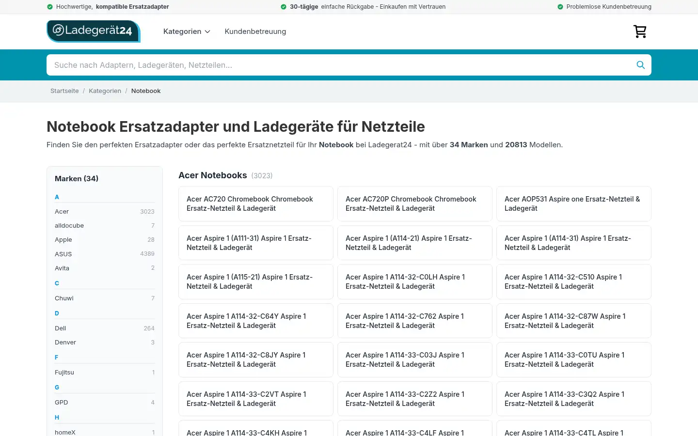 Screenshot of ladegerat24.de