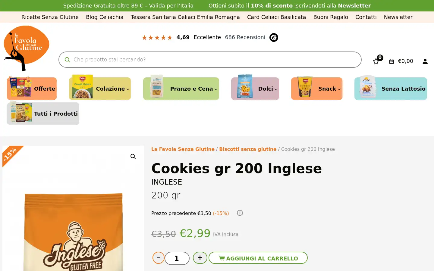 Screenshot of lafavolasenzaglutine.it