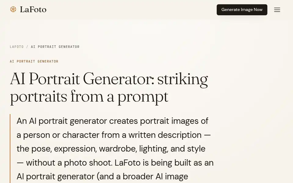 Screenshot of lafoto.ai