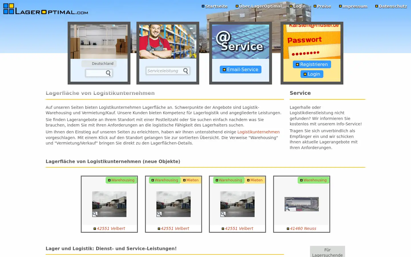 Screenshot of lageroptimal.com