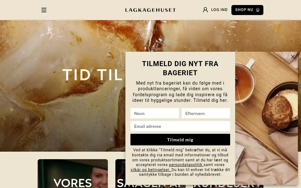 Screenshot of lagkagehuset.dk