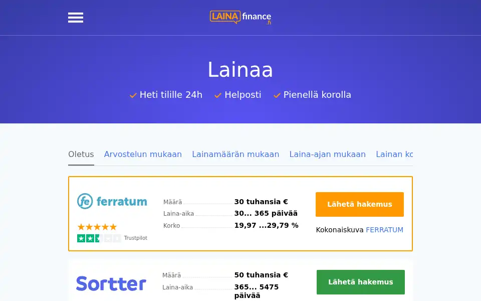 Screenshot of laina-finance.fi