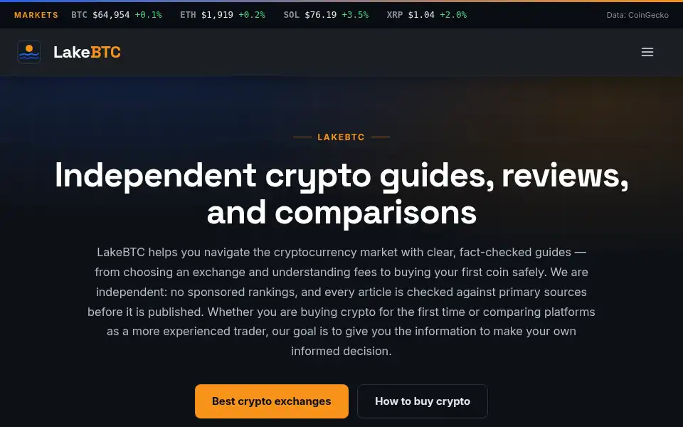Screenshot of lakebtc.com
