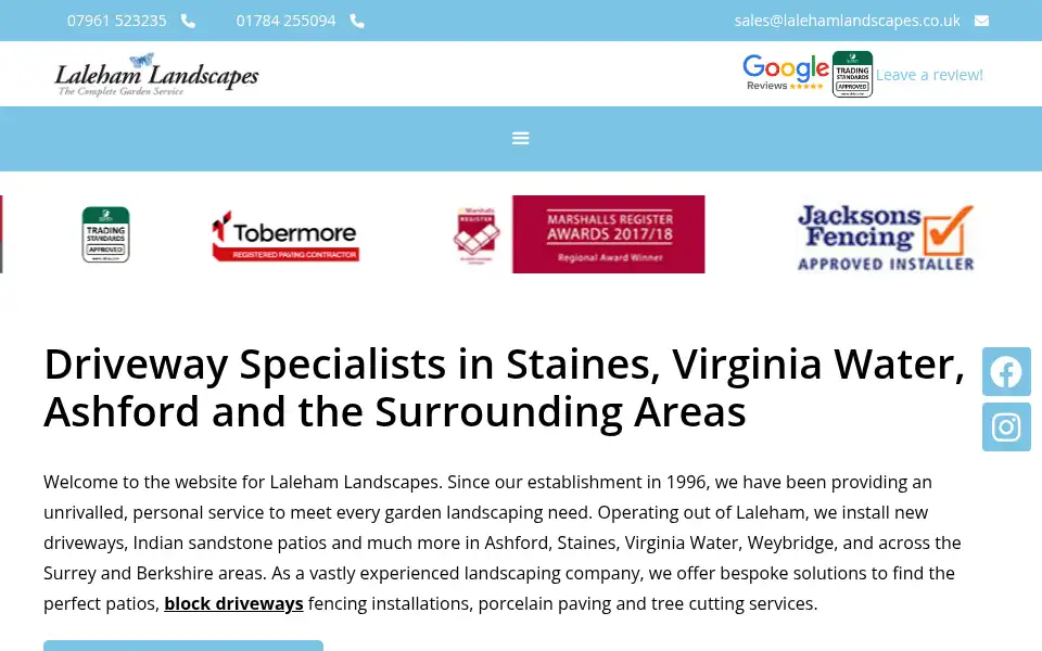 Screenshot of lalehamlandscapes.co.uk