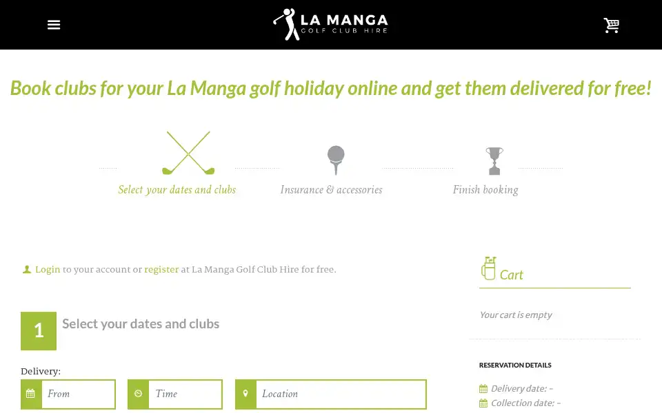 Screenshot of lamangagolfclubhire.co.uk