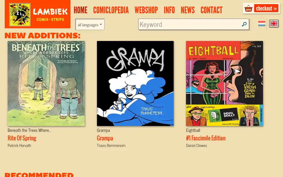 Screenshot of lambiek.net