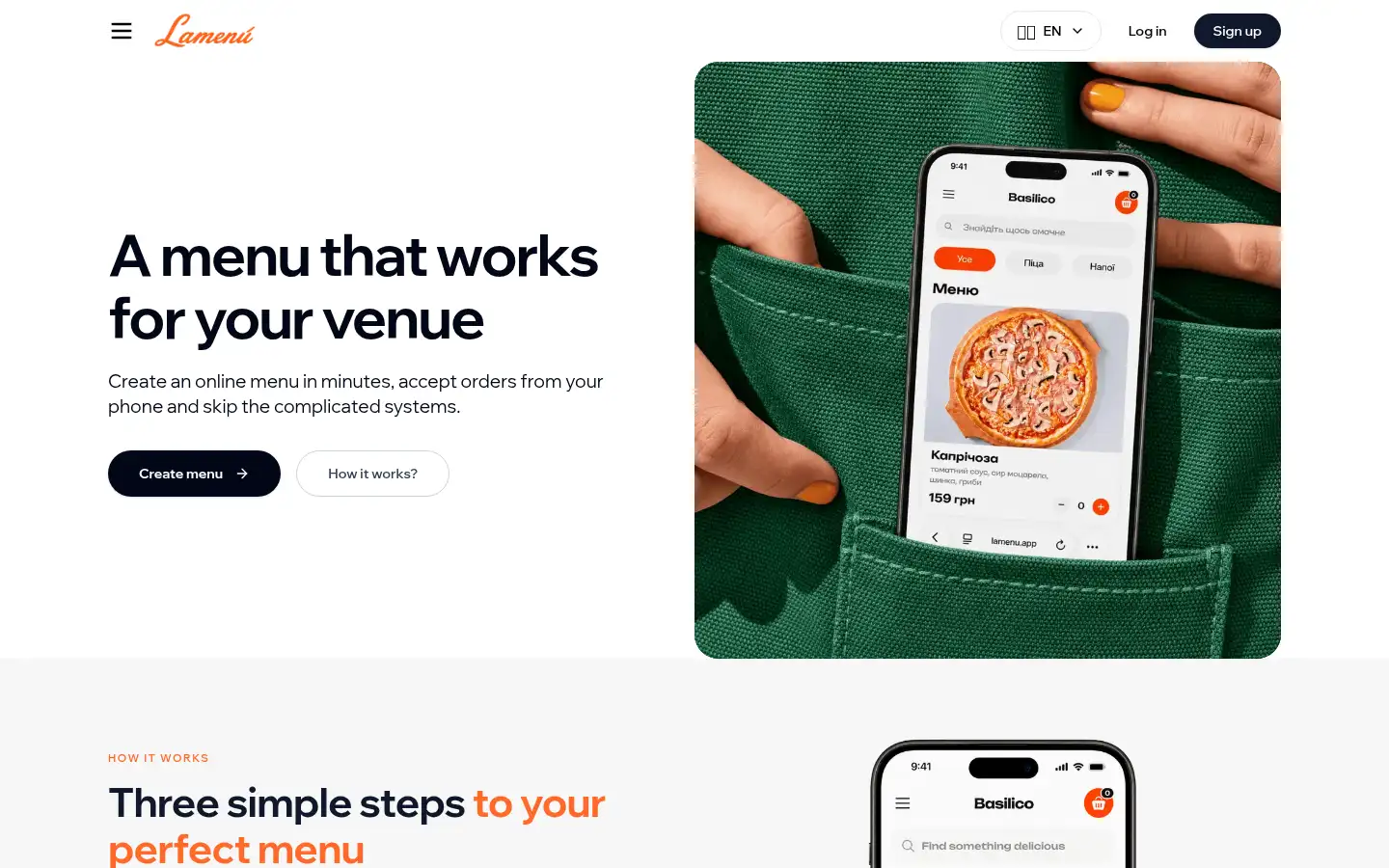 Screenshot of lamenuapp.com