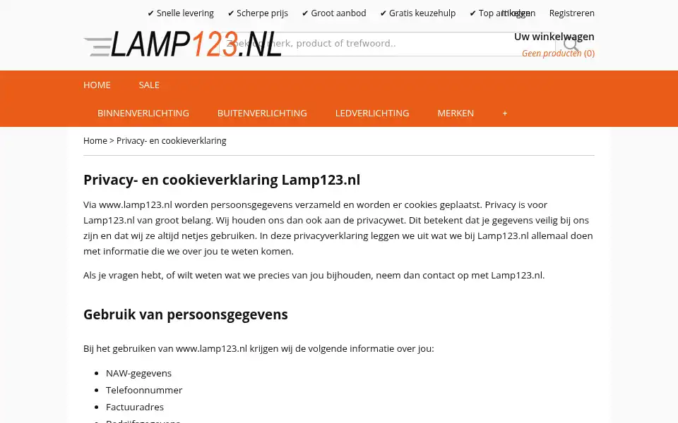 Screenshot of lamp123.nl