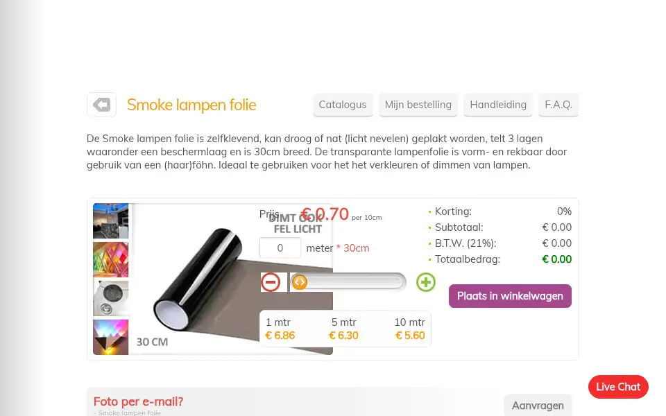 Screenshot of lampenfolie.nl