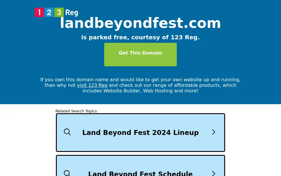 Screenshot of landbeyondfest.com
