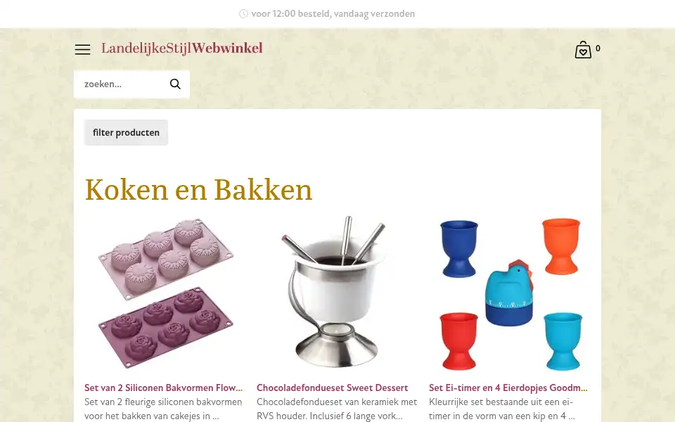 Screenshot of landelijkestijlwebwinkel.nl