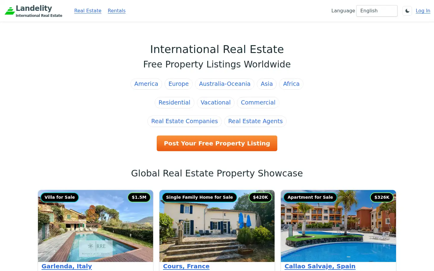 Screenshot of landelity.com