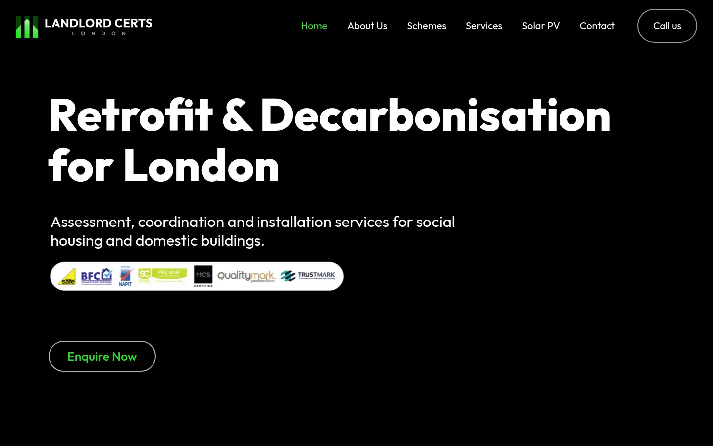 Screenshot of landlordcertslondon.co.uk