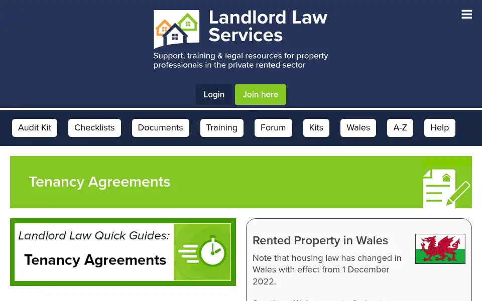 Screenshot of landlordlaw.co.uk