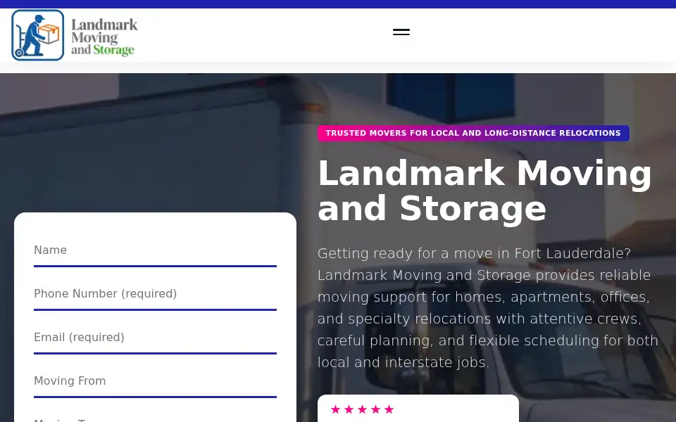 Screenshot of landmarkmovingandstorage.com
