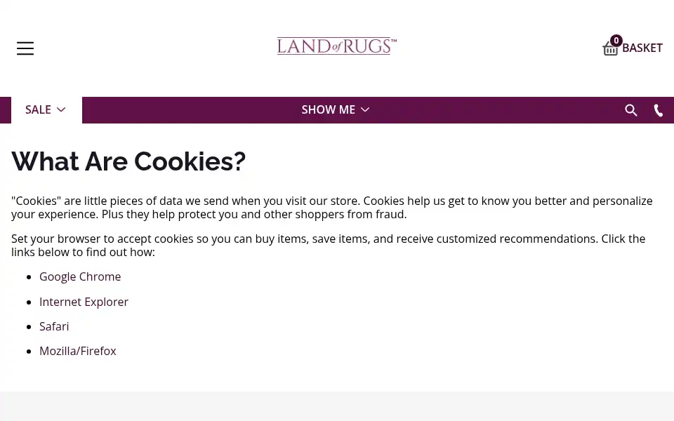 Screenshot of landofrugs.com