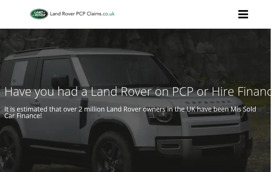 Screenshot of landroverpcpclaims.co.uk