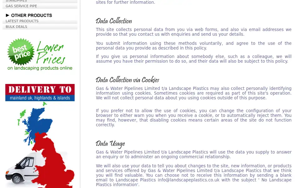 Screenshot of landscapeplastics.co.uk