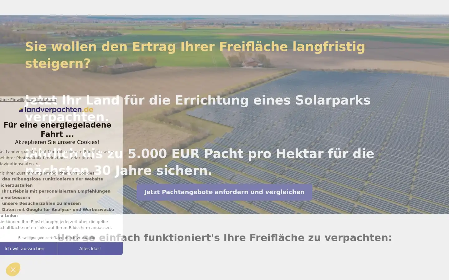 Screenshot of landverpachten.de