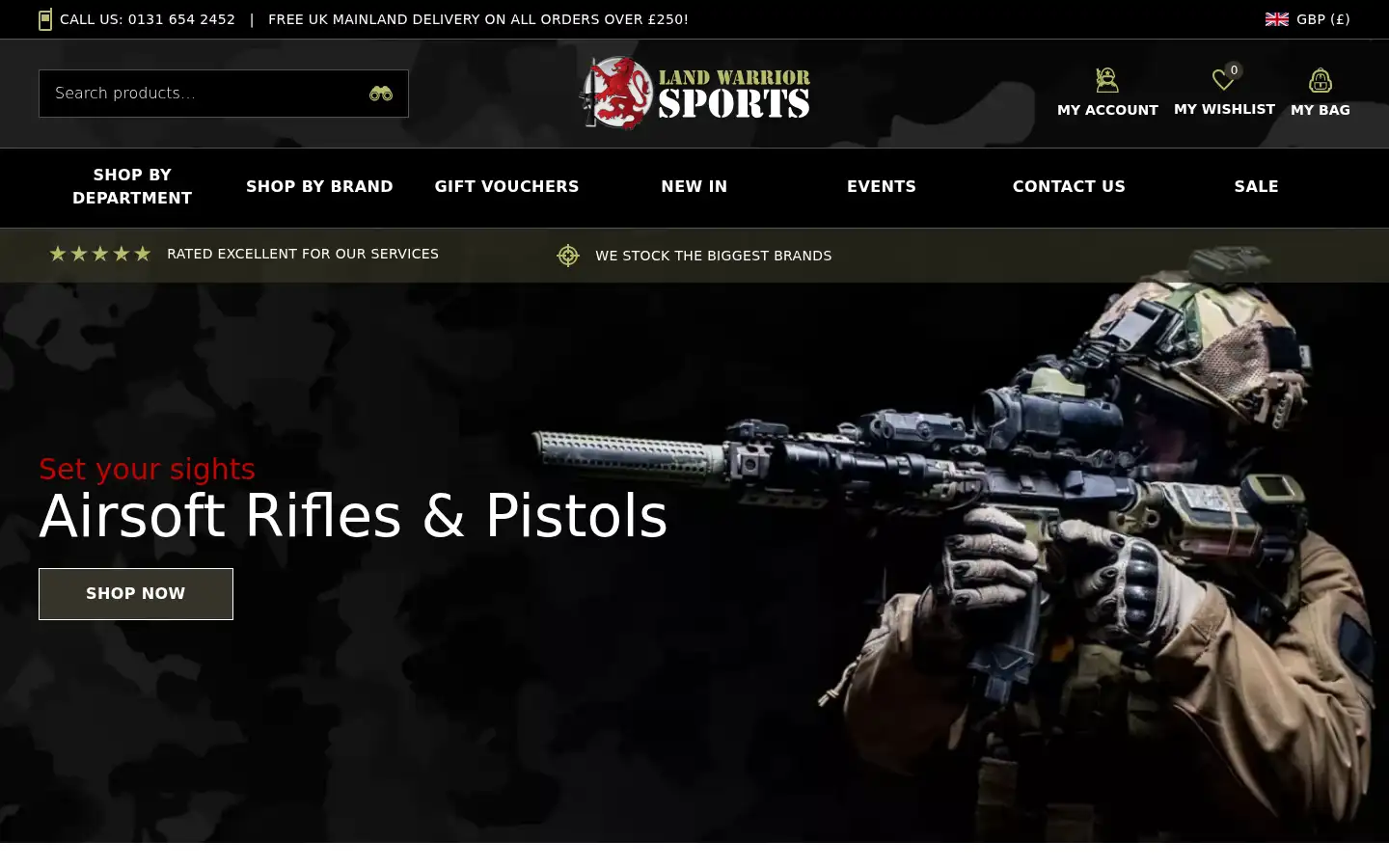 Screenshot of landwarriorairsoft.com