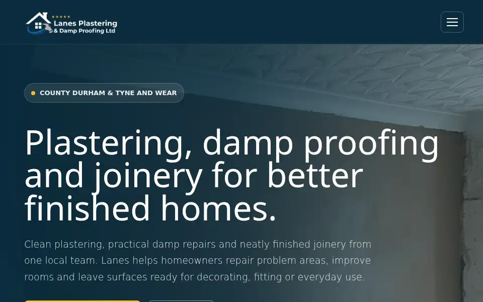 Screenshot of lanesplasteringanddampproofing.co.uk