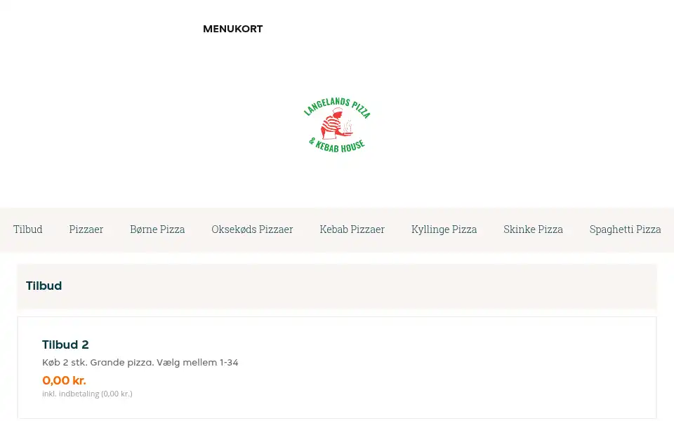 Screenshot of langelandspizza.dk