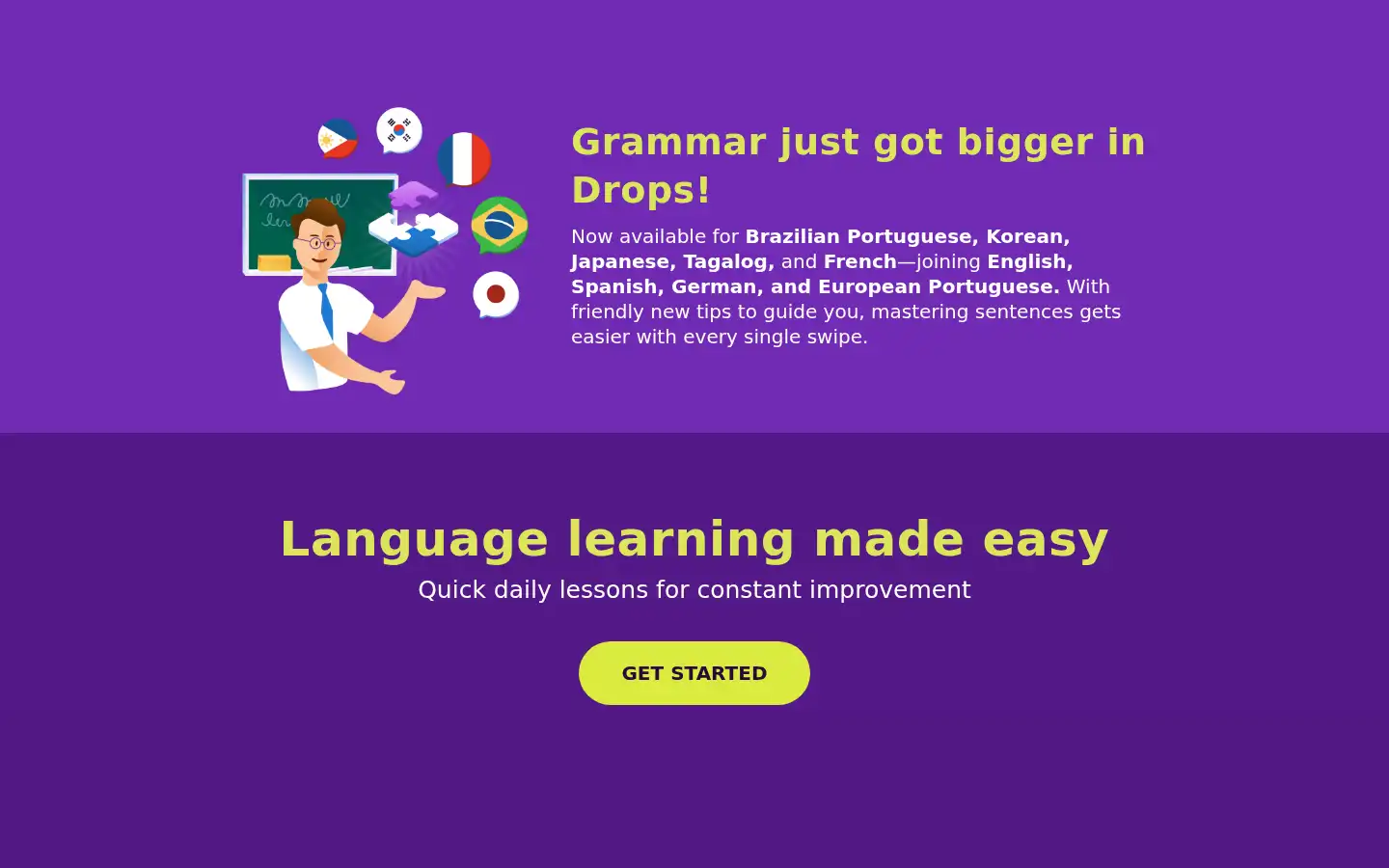 Screenshot of languagedrops.com