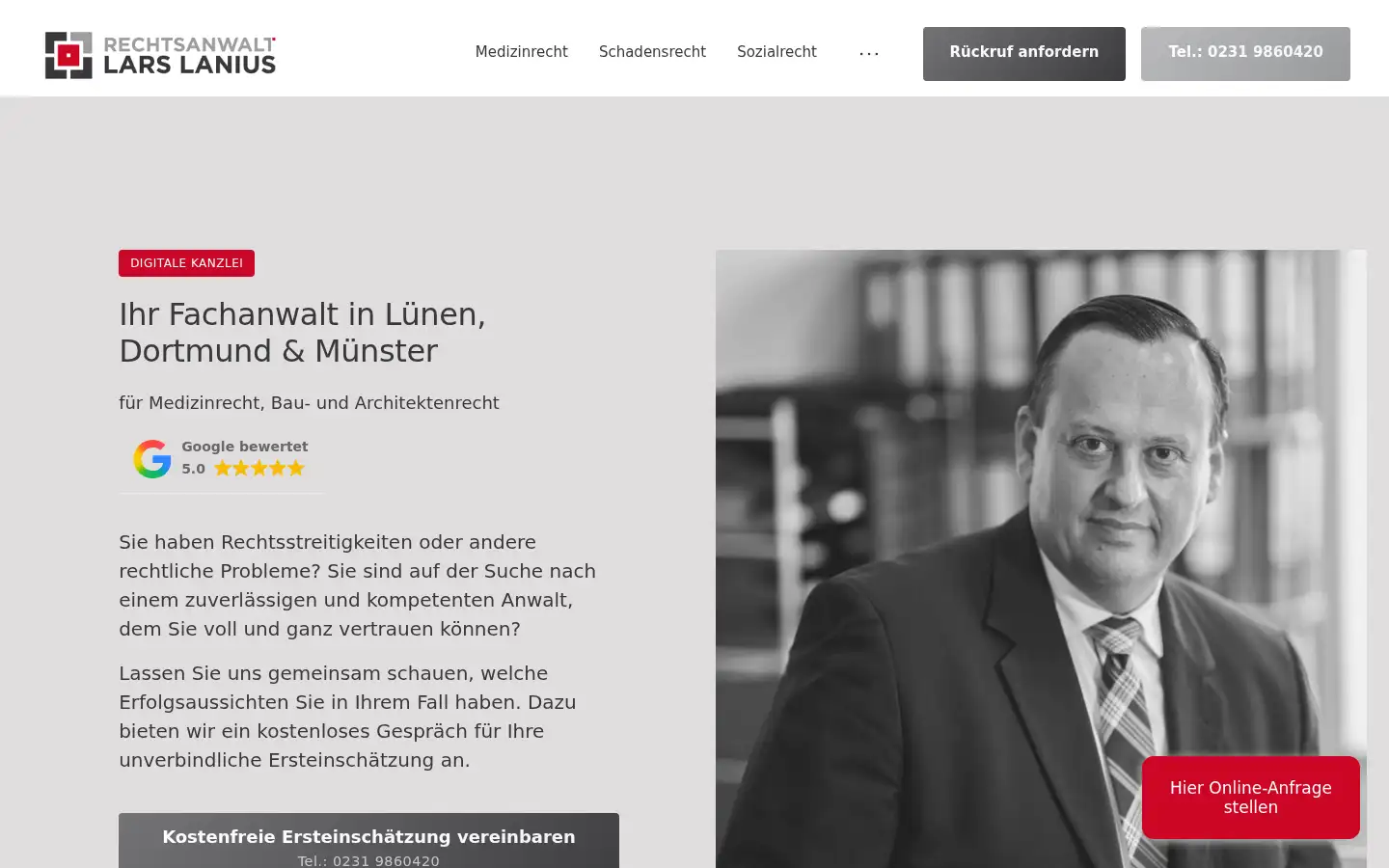 Screenshot of lanius.nrw