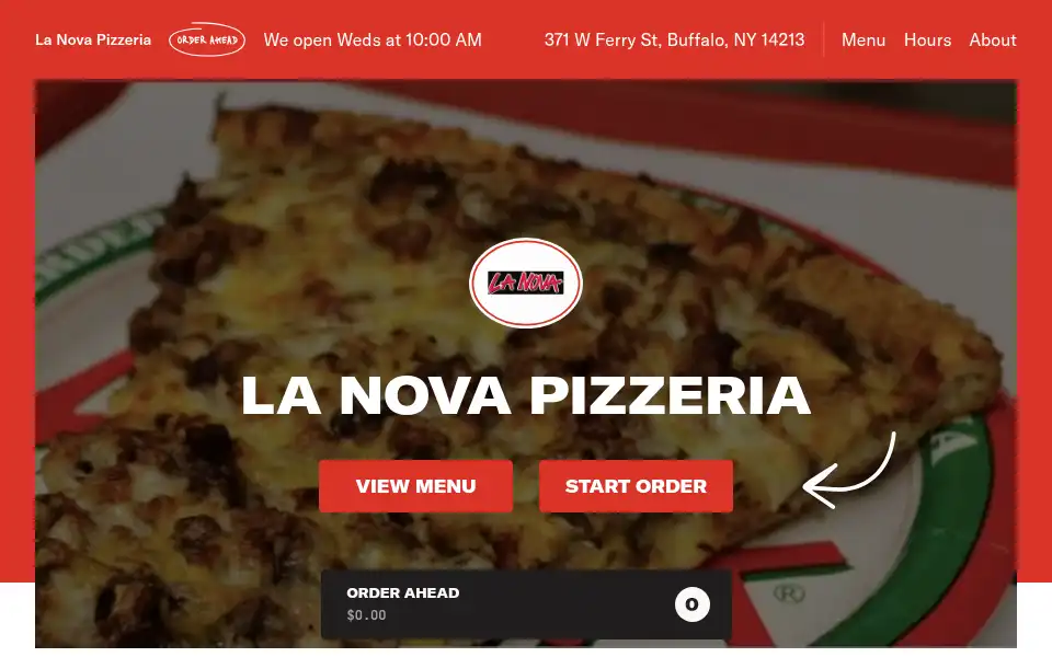 Screenshot of lanovapizzeriabuffalo.com