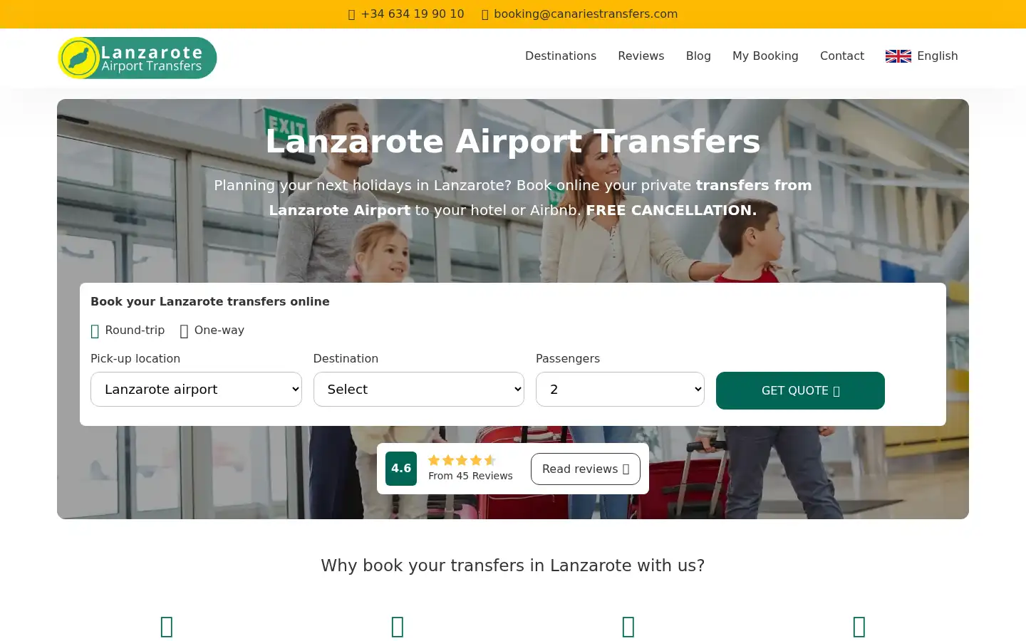 Screenshot of lanzaroteairporttransfers.co.uk