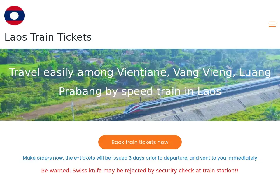 Screenshot of laostraintickets.com