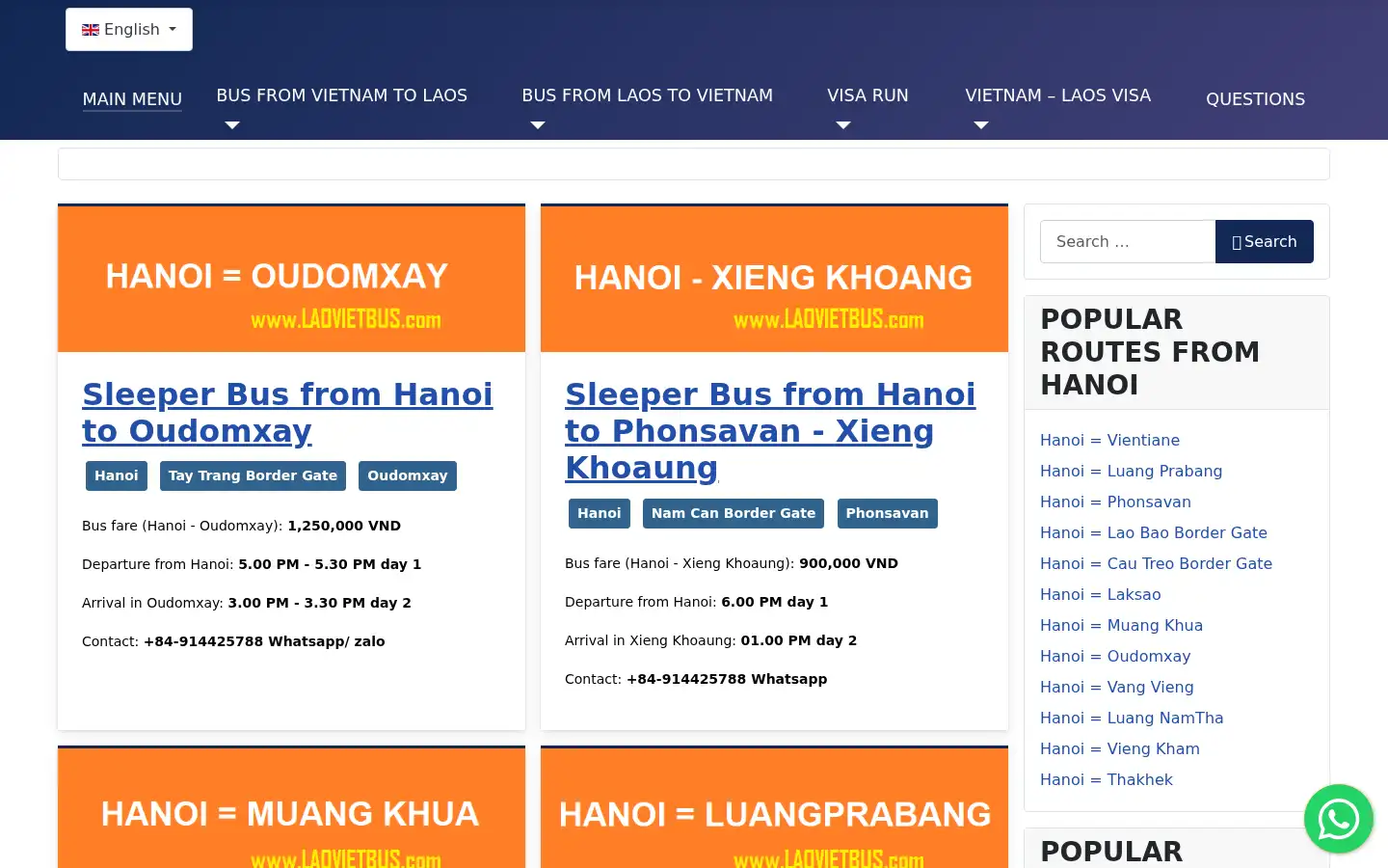 Screenshot of laovietbus.com