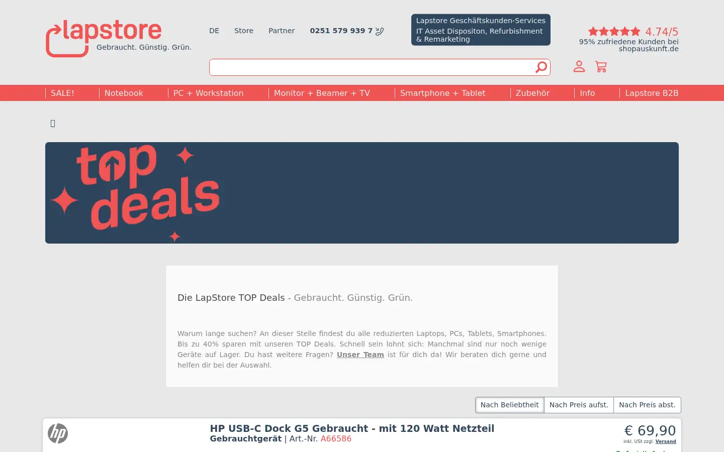 Screenshot of lapstore.de
