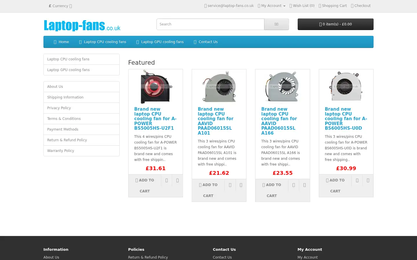 Screenshot of laptop-fans.co.uk