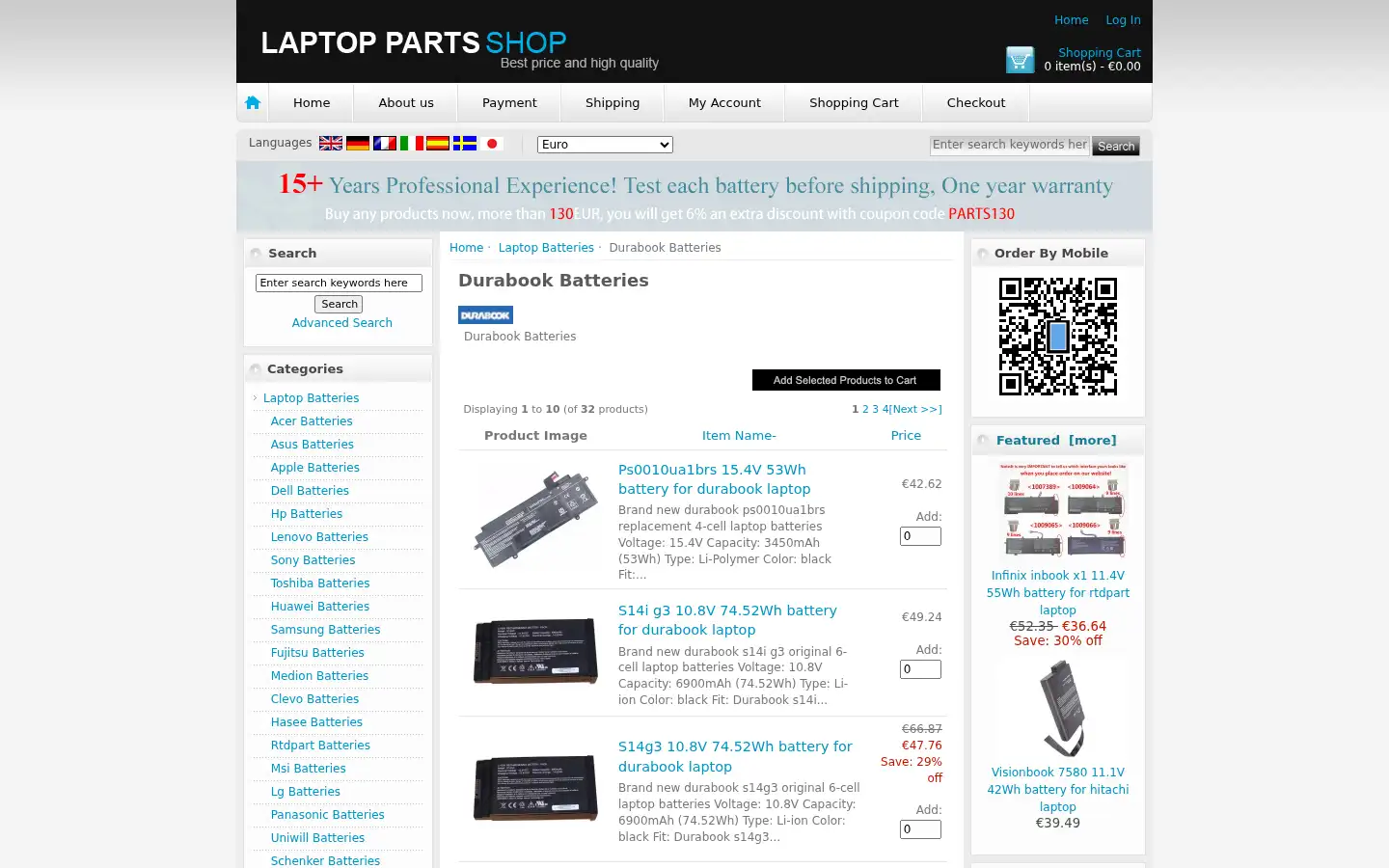 Screenshot of laptop-parts-shop.com