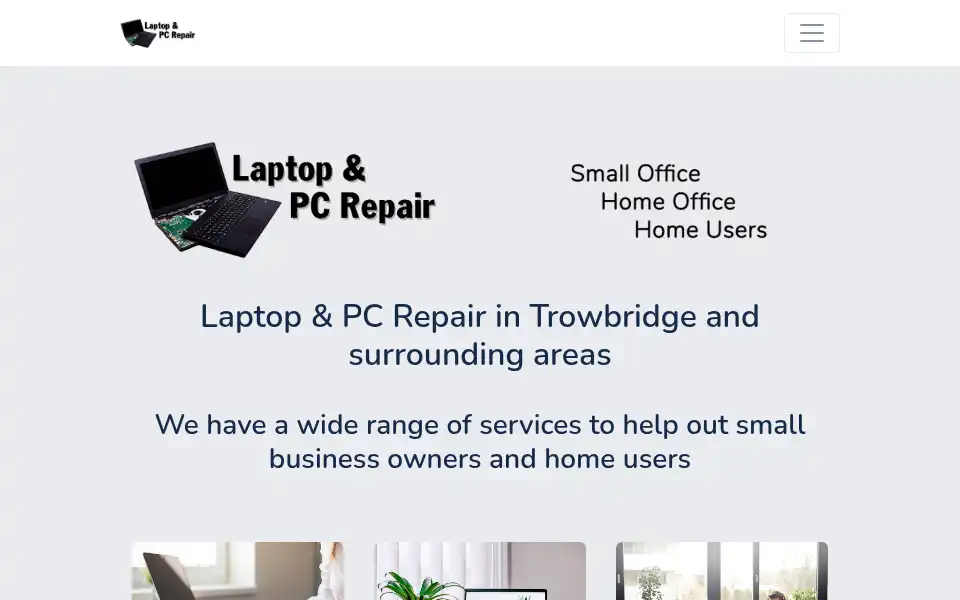 Screenshot of laptopandpcrepairtrowbridge.co.uk