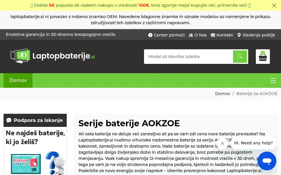 Screenshot of laptopbaterije.si