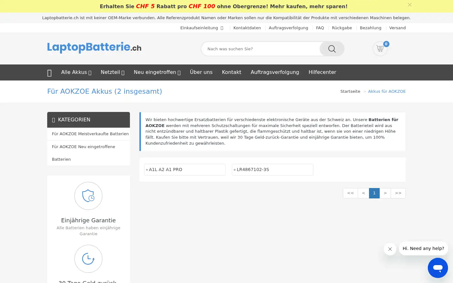 Screenshot of laptopbatterie.ch