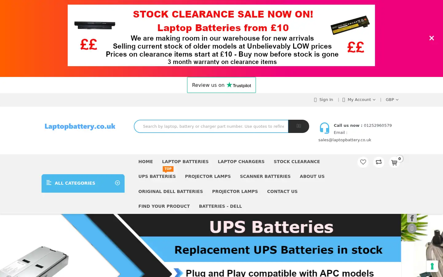 Screenshot of laptopbattery.co.uk