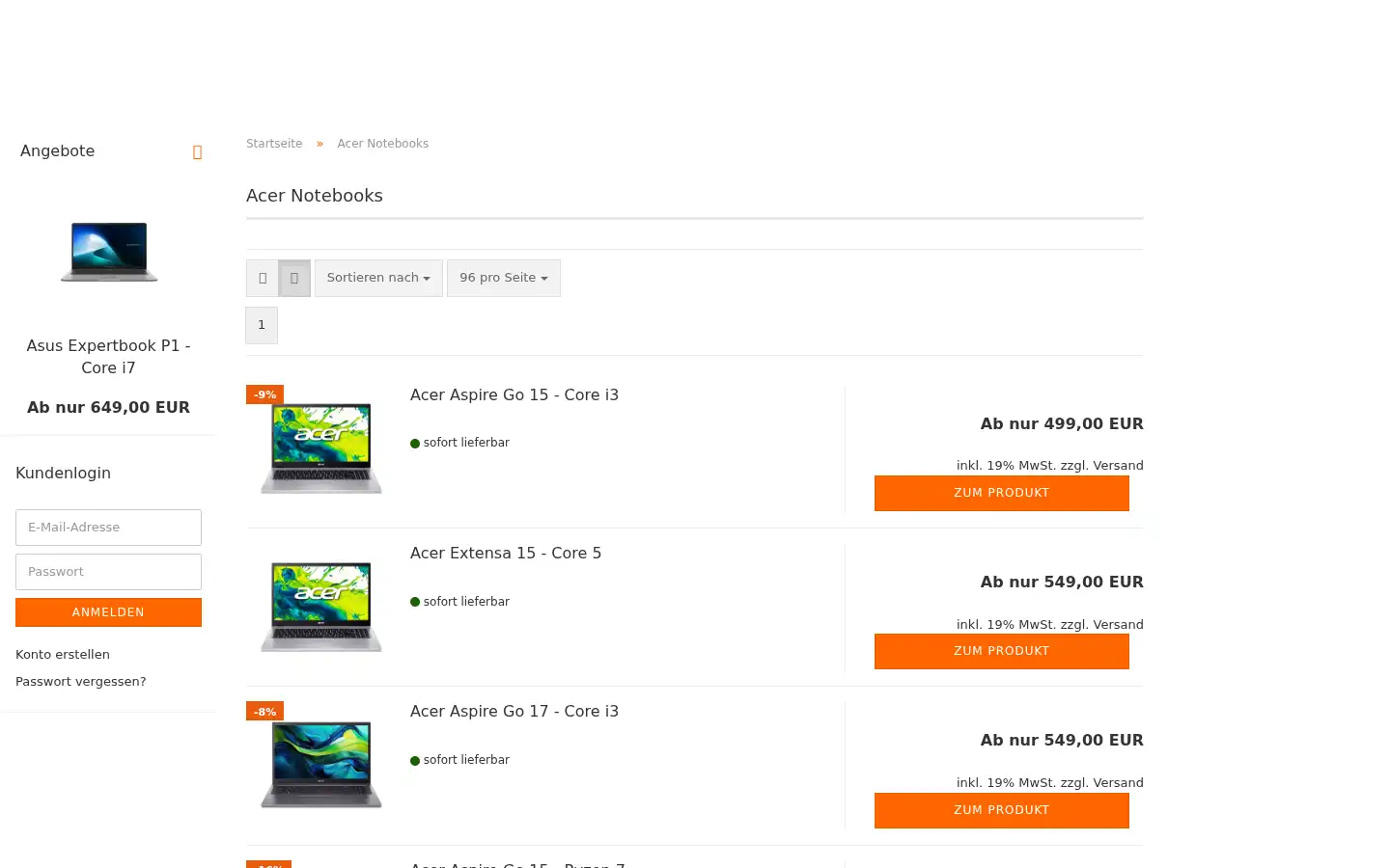Screenshot of laptopia.de