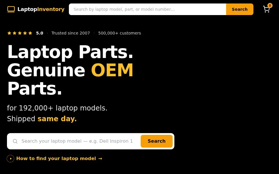 Screenshot of laptopinventory.com