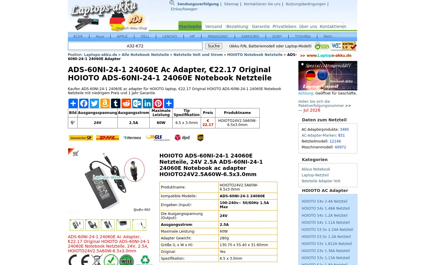 Screenshot of laptops-akku.de