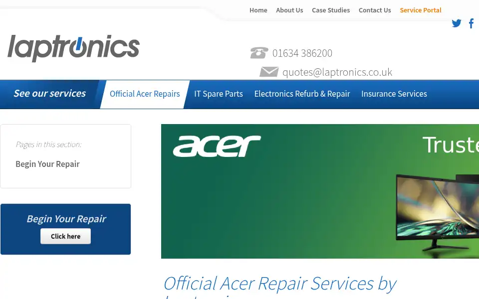 Screenshot of laptronics.co.uk