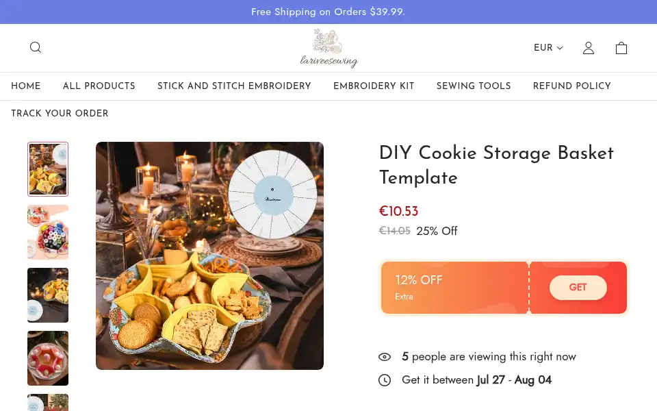 Screenshot of lariveesewing.com