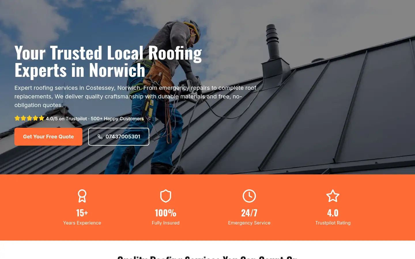 Screenshot of larkesroofs.com