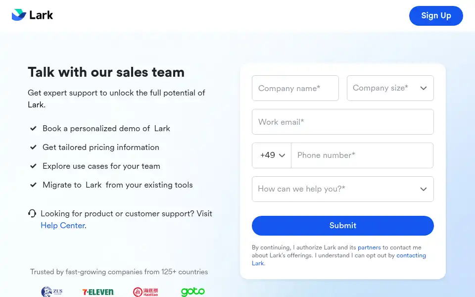 Screenshot of larksuite.com