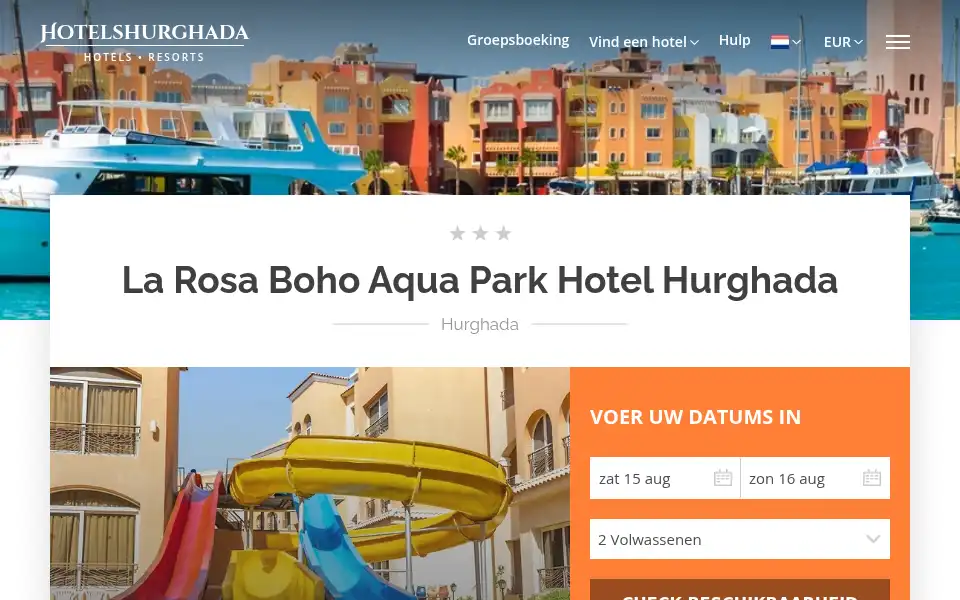 Screenshot of larosabohoaquapark.hotelshurghada.com