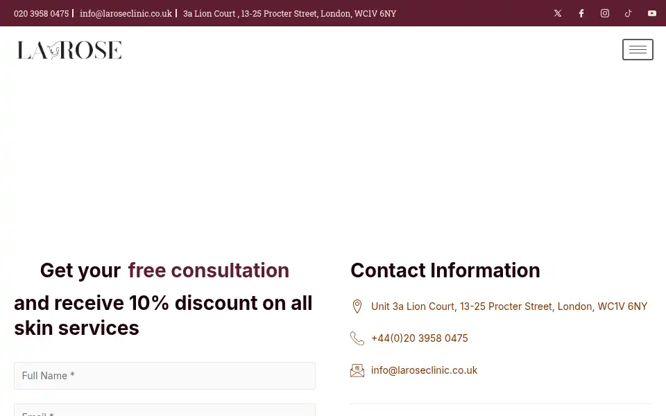 Screenshot of laroseclinic.co.uk