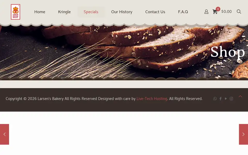 Screenshot of larsenbakery.com