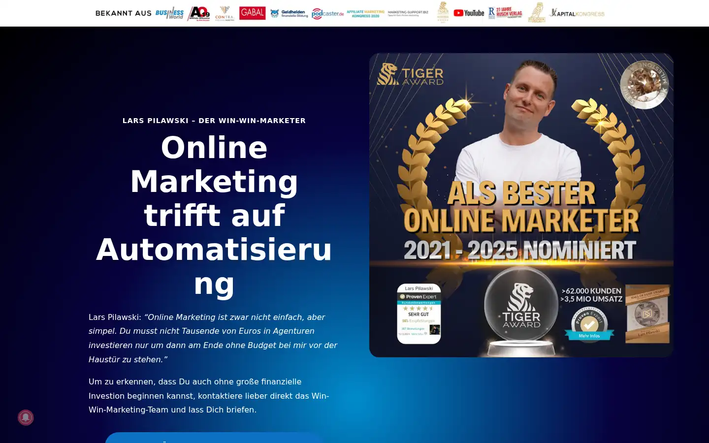 Screenshot of larspilawski.de